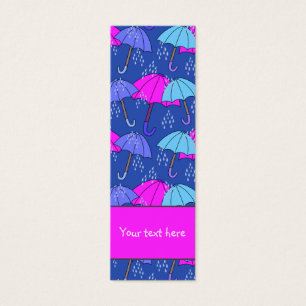 Cute colorful umbrella and raindrops Bookmark