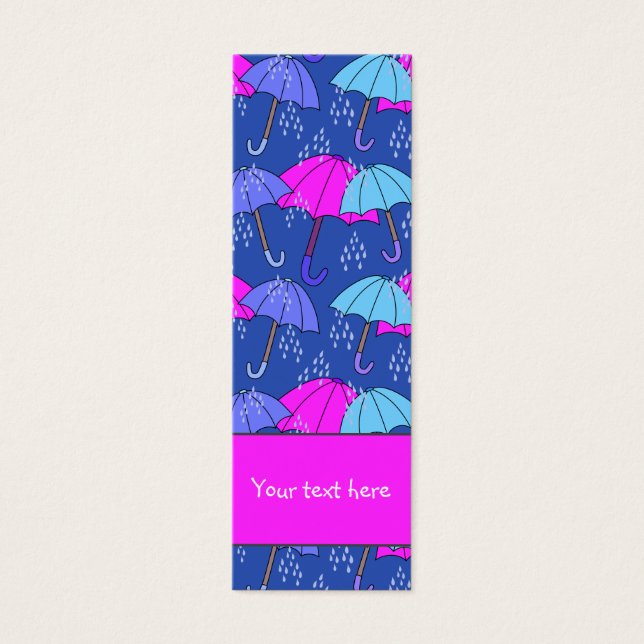Cute colorful umbrella and raindrops Bookmark (Front)