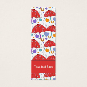 Cute colorful umbrella heart and raindrop Bookmark
