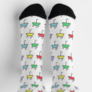 Cute Colorful Umbrellas and Raindrops Pattern Socks