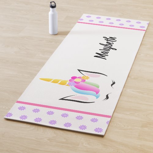 Cute colorful unicorn crown head custom yoga mat