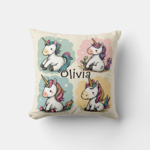 Cute Colorful Unicorn Doodles Toddler T-shirt Throw Pillow