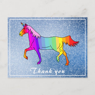 Cute Colorful Unicorn Girl Birthday Thank you Postcard