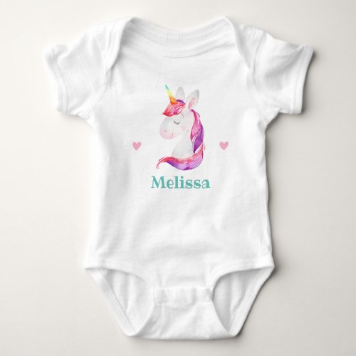 Cute Colorful Unicorn Girl Newborn Toddler 1 Piece Baby Bodysuit