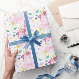 Cute Colorful Unicorn - Kids Birthday  Wrapping Paper