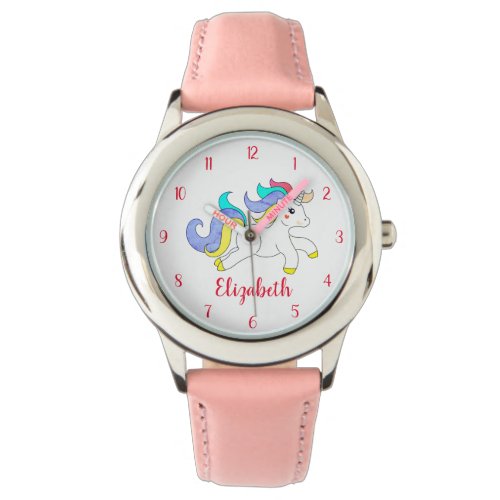 Cute Colorful Unicorn Personalized Kids Watch