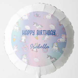 Cute colorful unicorn Rainbow Birthday party name Balloon