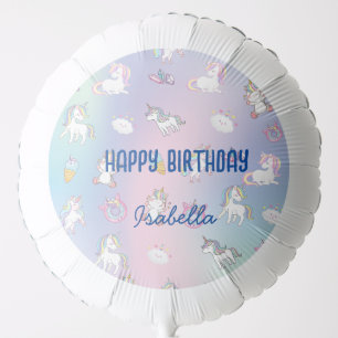 Cute colorful unicorn Rainbow Birthday party name Balloon