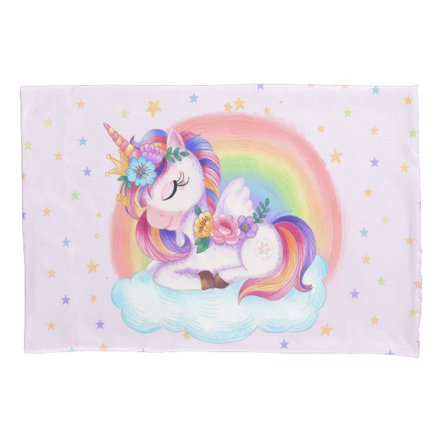 Cute Colorful Unicorn Rainbow  Pillow Case (Front)