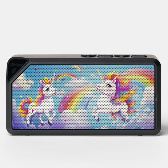 Cute Colorful Unicorns Rainbows Girly Kids Bluetooth Speaker (Front)