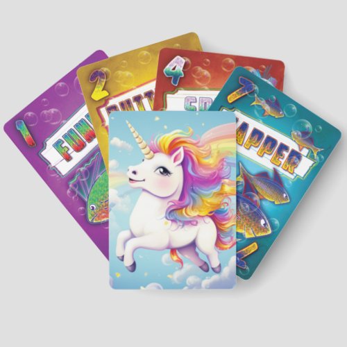 Cute Colorful Unicorns Rainbows Girly Kids Go Fish Cards