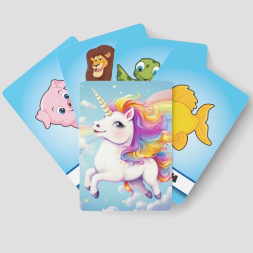 Cute Colorful Unicorns Rainbows Girly Kids Matching Game Cards