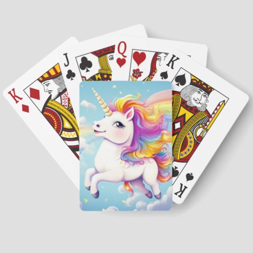 Cute Colorful Unicorns Rainbows Girly Kids Pinochle Cards