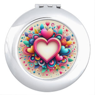 Cute colorful Valentines day Compact Mirror