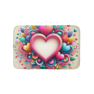 Cute Colorful Valentine's Day heart Bath Mat