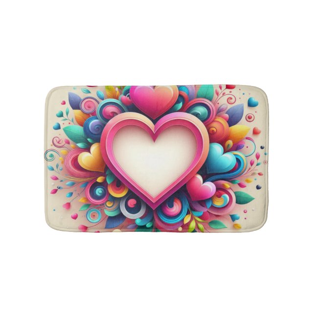 Cute Colorful Valentine's Day heart Bath Mat (Front)
