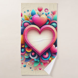 Cute Colorful Valentine's Day heart Bath Towel