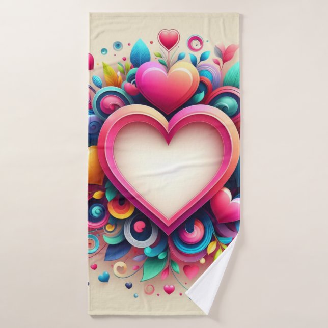 Cute Colorful Valentine's Day heart Bath Towel (Bath Towel)