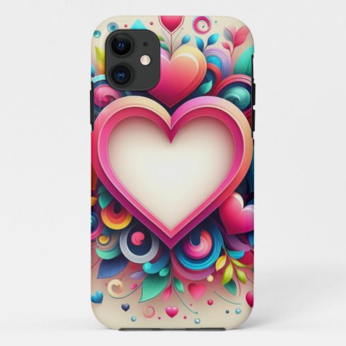 Cute Colorful Valentines Day heart iPhone 11 Case