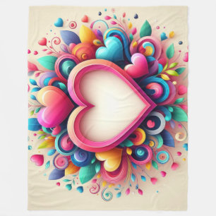 Cute Colorful Valentine's Day heart Fleece Blanket