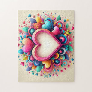 Cute Colorful Valentine's Day heart Jigsaw Puzzle