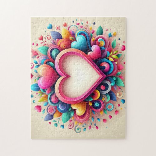 Cute Colorful Valentines Day heart Jigsaw Puzzle