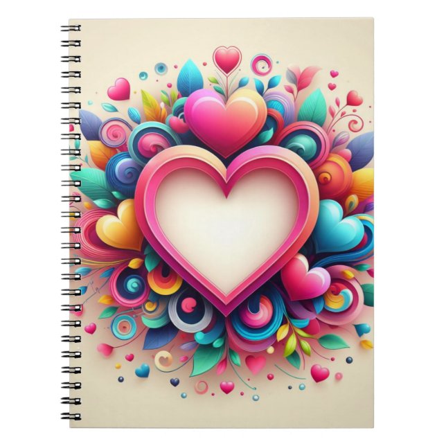 Cute Colorful Valentine's Day heart Notebook (Front)