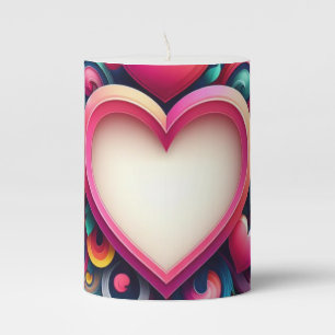 Cute Colorful Valentine's Day heart Pillar Candle