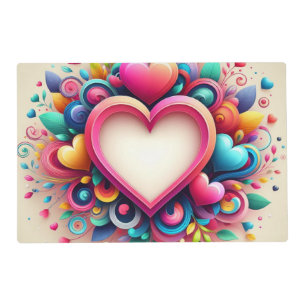 Cute Colorful Valentine's Day heart Placemat