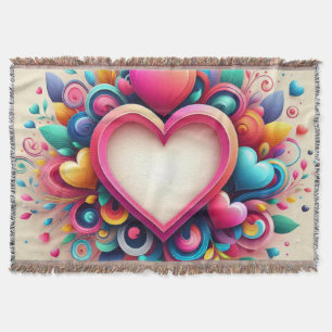 Cute colorful Valentines day Throw Blanket