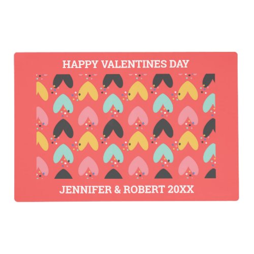 Cute colorful Valentines hears pattern Placemat