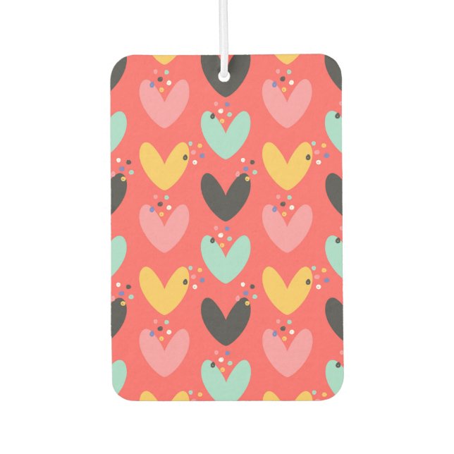 Cute colorful Valentines hearts pattern Air Freshener (Front)