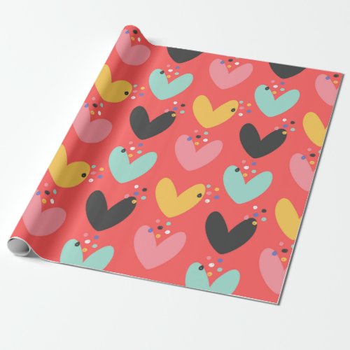 Cute colorful Valentines hearts pattern Wrapping Paper
