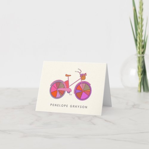 Cute Colorful Vintage Bike Purple Personalized Note Card