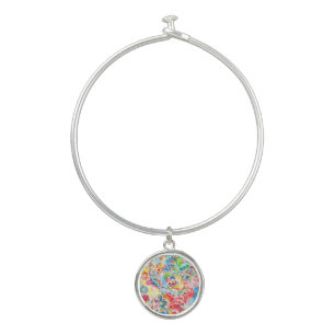 Cute colorful vintage floral bangle bracelet