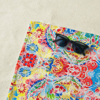 Cute colorful vintage floral beach towel