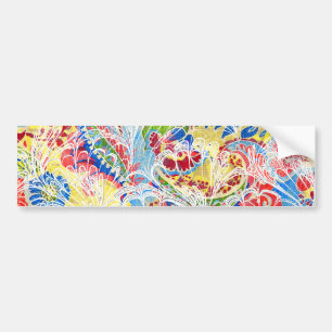Cute colorful vintage floral bumper sticker