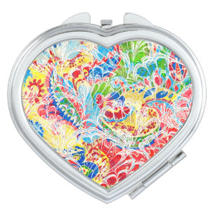 Cute colorful vintage floral compact mirror