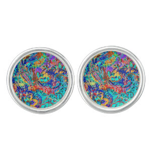 Cute colorful vintage floral cufflinks