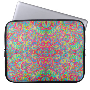 Cute colorful vintage floral design laptop sleeve