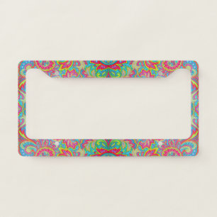Cute colorful vintage floral design license plate frame