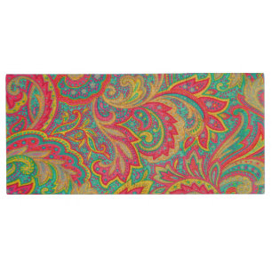 Cute colorful vintage floral design wood USB flash drive