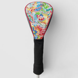 Cute colorful vintage floral golf head cover