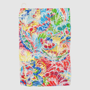Cute colorful vintage floral golf towel