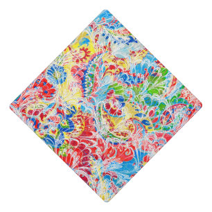 Cute colorful vintage floral graduation cap topper