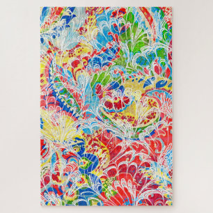 Cute colorful vintage floral jigsaw puzzle