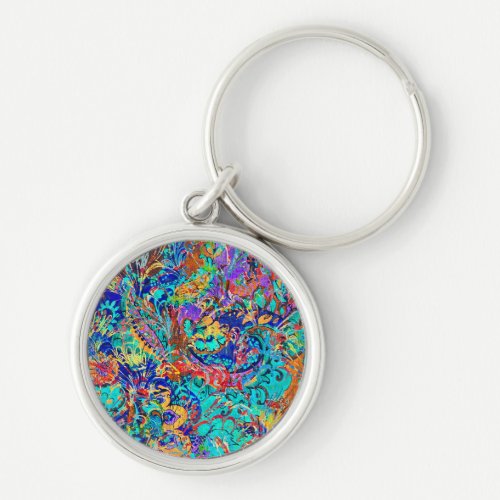Cute colorful vintage floral keychain
