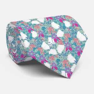 Cute colorful vintage floral pattern All-Over-Prin Neck Tie