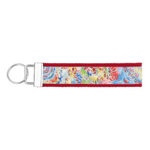 Cute colorful vintage floral wrist keychain