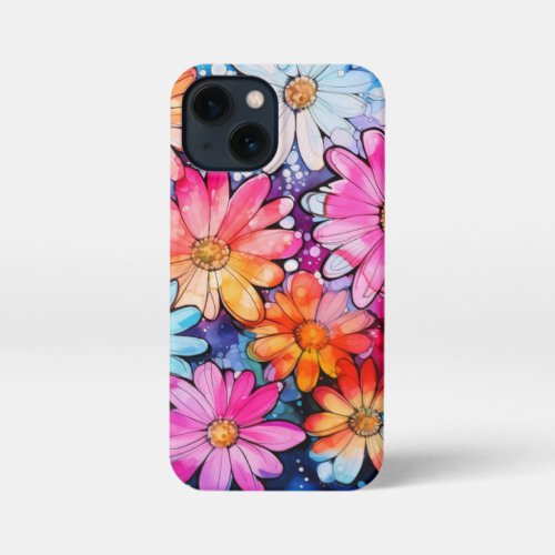 Cute Colorful Vintage Flower Art iPhone 13 Mini Case